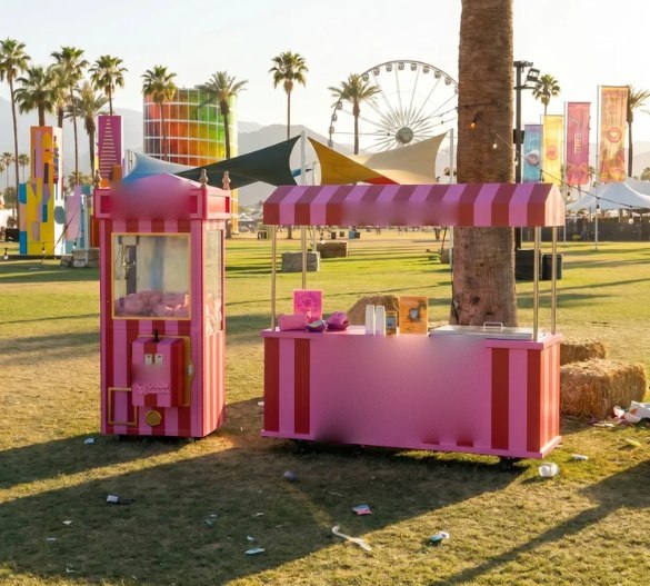 Pink candy-stripe cart