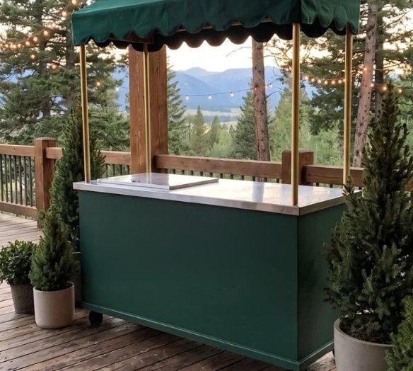 Forest green scalloped cart